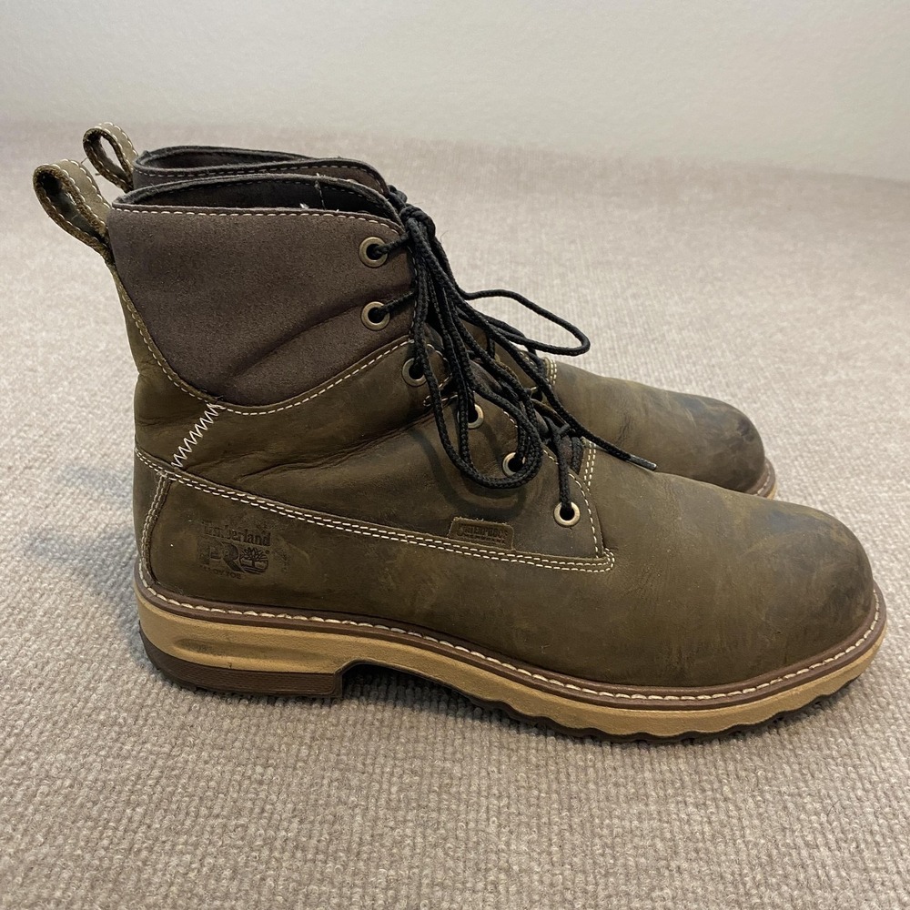 Timberland PRO Boots Womens Size 9.5 Brown Leather Ankle Work Safety Toe A1KIT